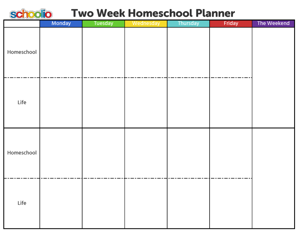 Schoolio Two Week Homeschool Planner | Free Download
