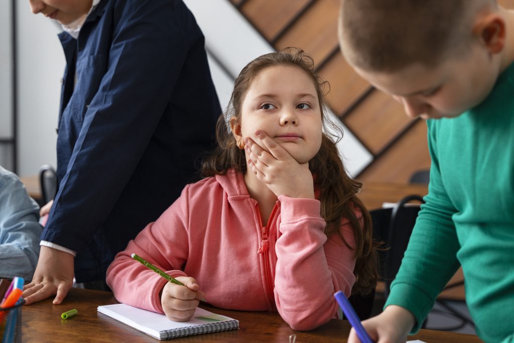 Young girl reflects