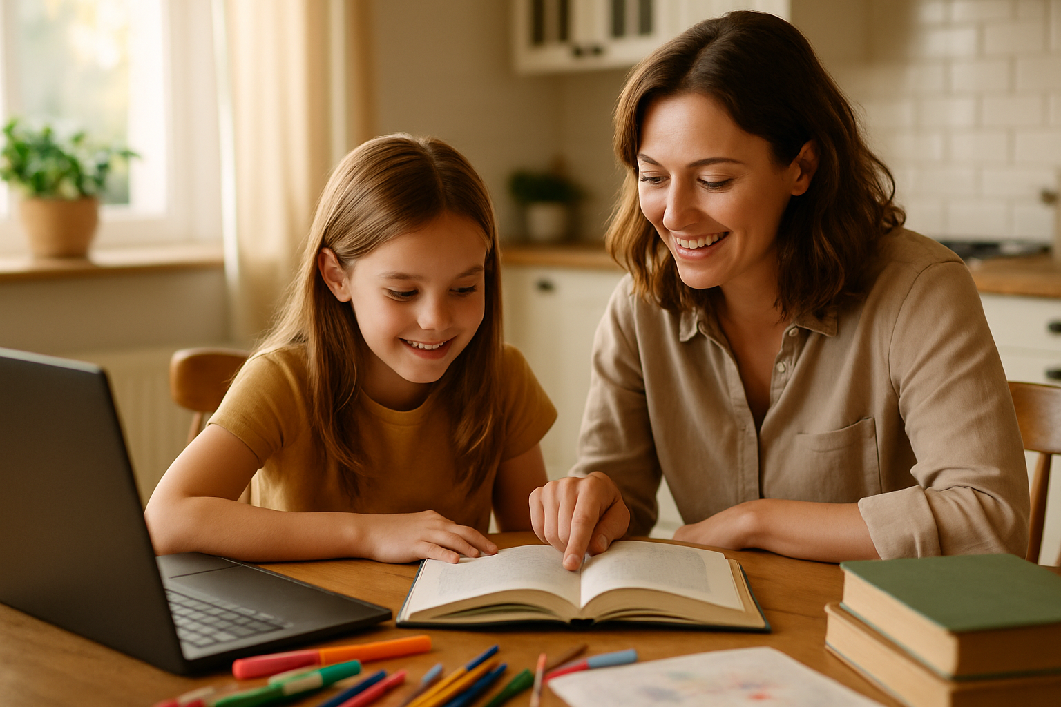 Illustration representing homeschooling and screen time: finding the right balance
