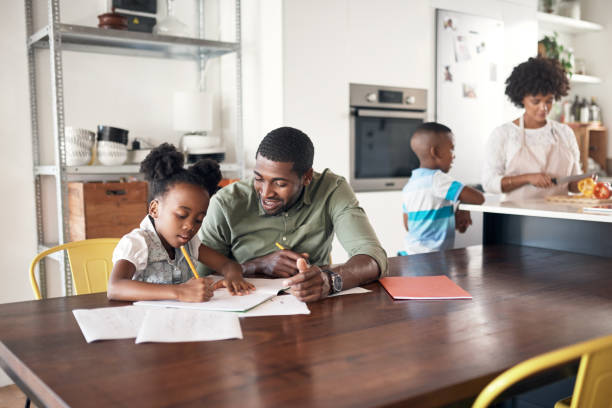 Happy child learning at home