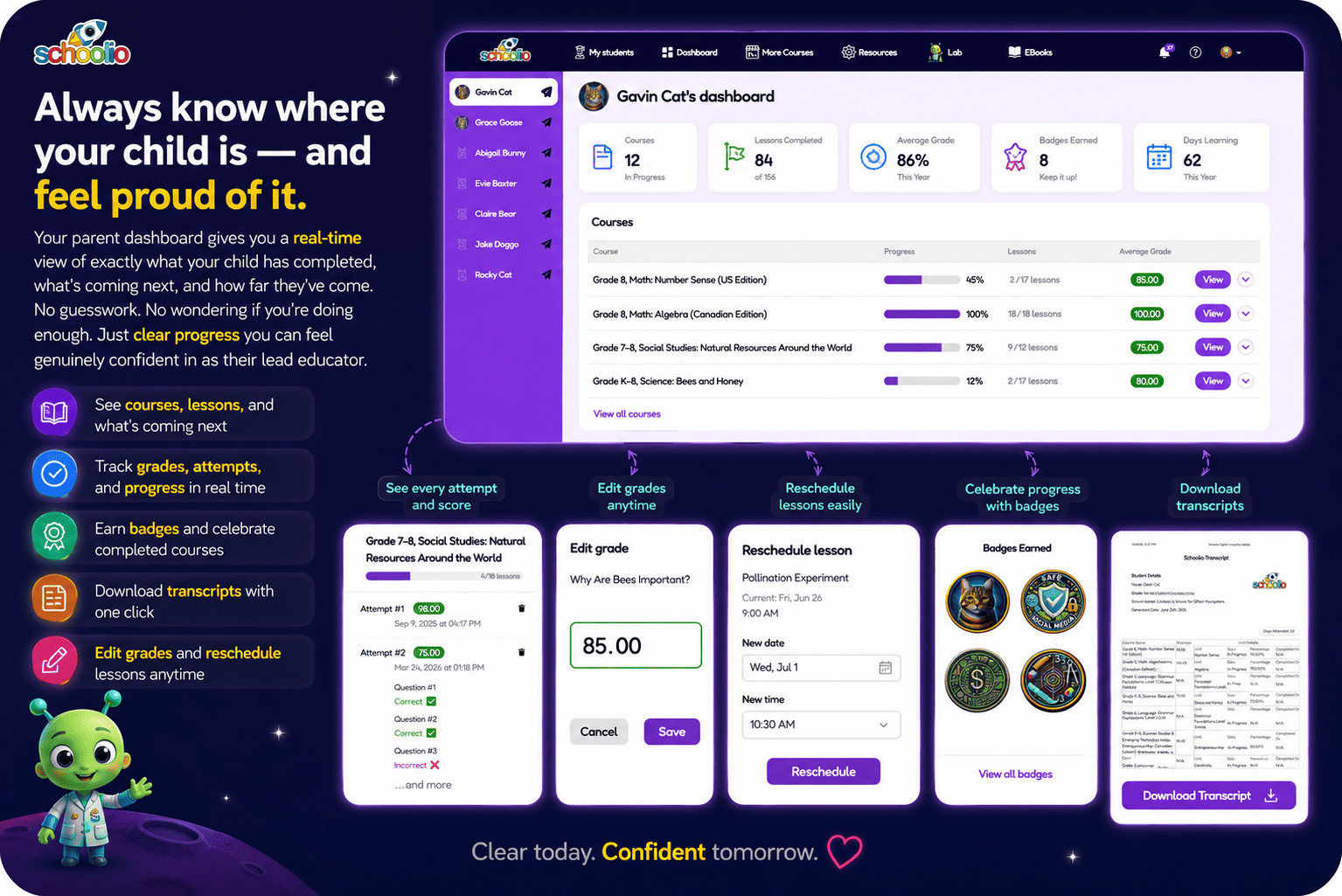 Parent Dashboard preview