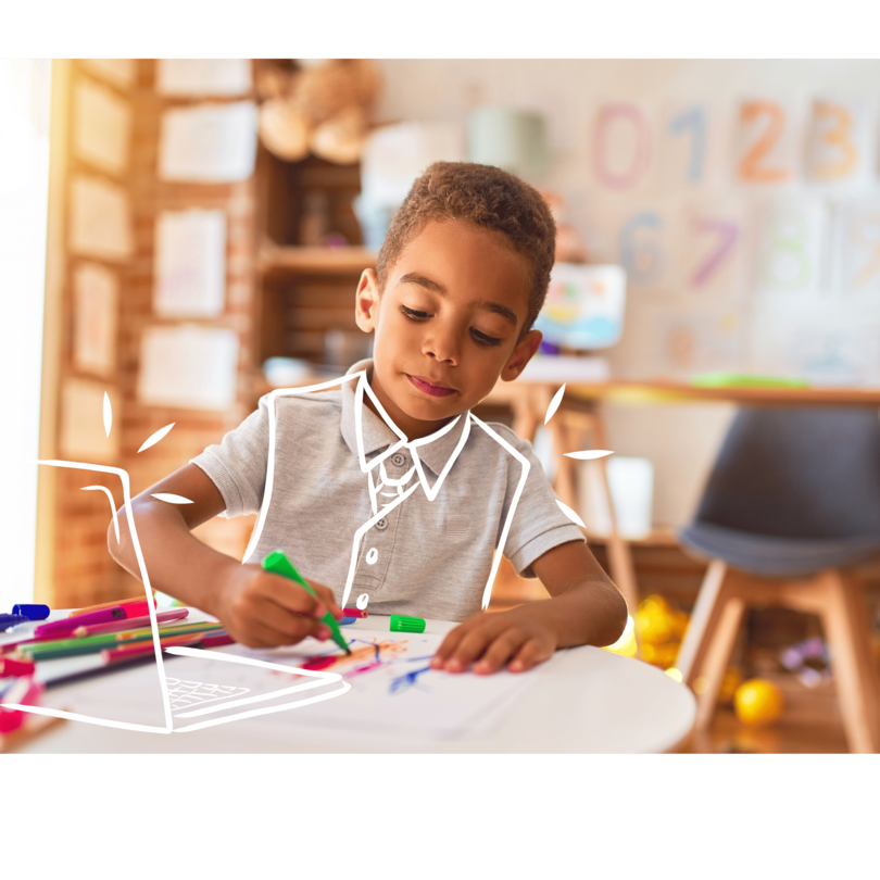Child learning with Schoolio kindergarten program